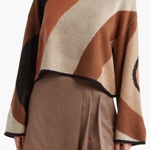 Lush Swirl Cropped Color Block Brown Multi Women's Sweater